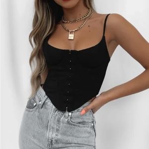 NWT. White Fox Boutique Black Stay Young Bustier - M